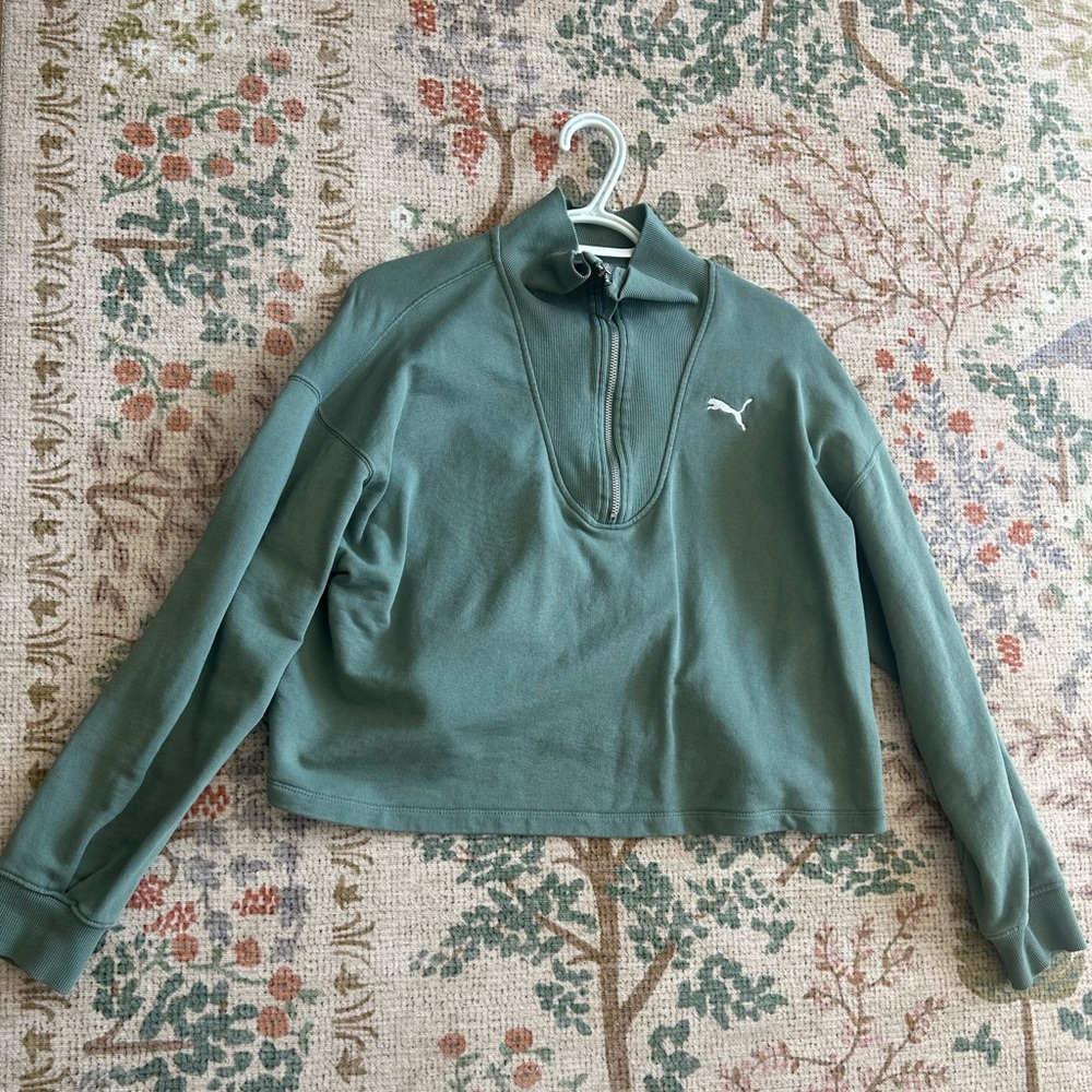 Puma Women's Olive Zip-Up Sweatshirt